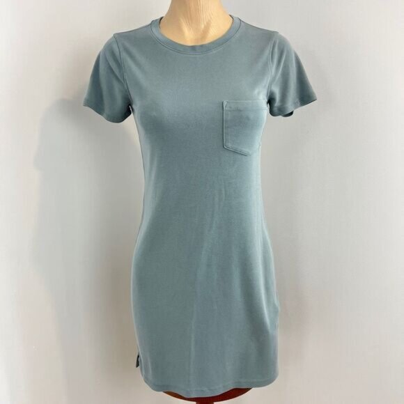 Abercrombie & Fitch Women's XST Tall Light Blue T-Shirt Dress Short Sleeve Knee - Picture 1 of 14